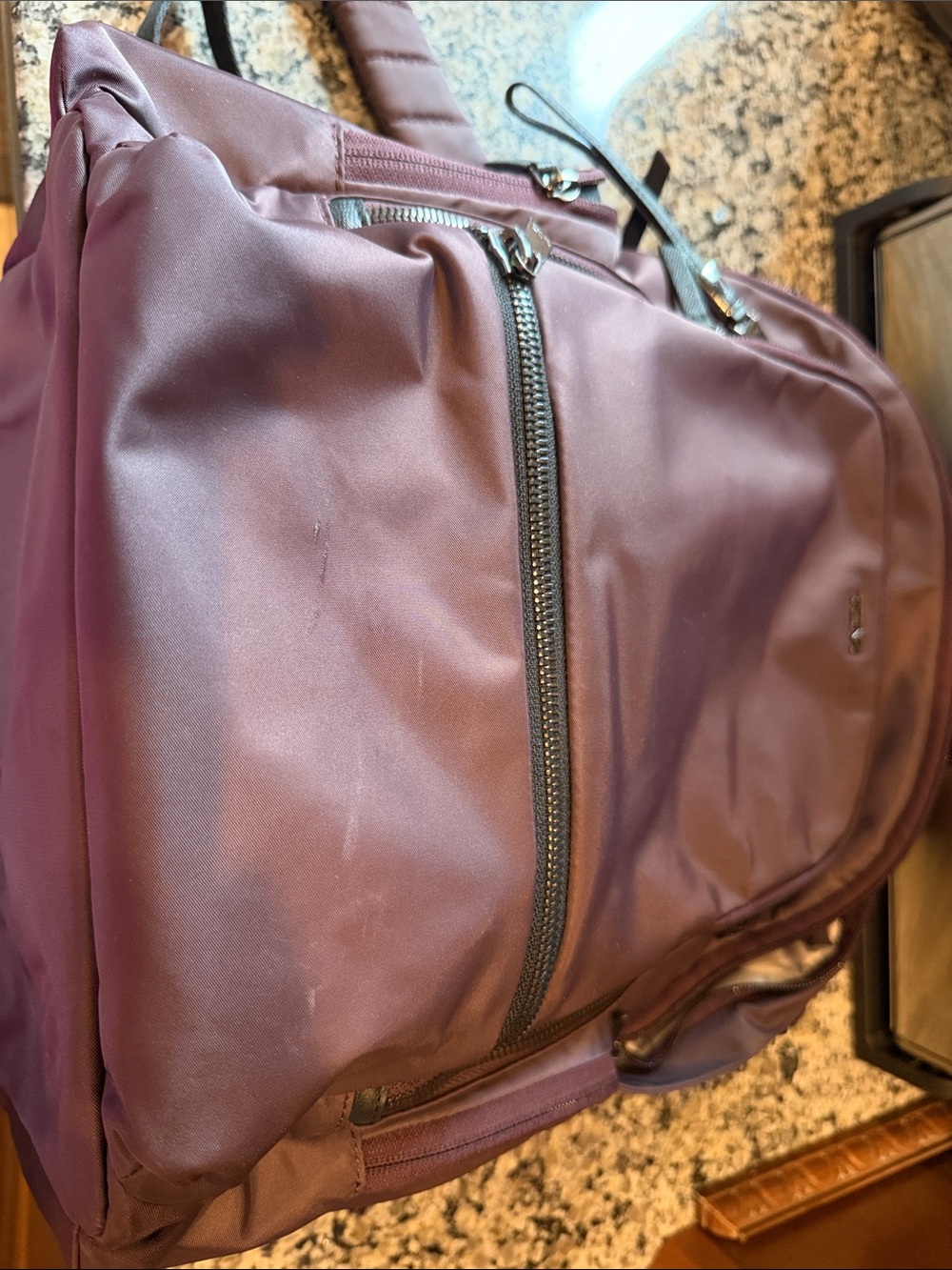 Tumi Women's Eggplant Nylon Backpack with Titanium-Tone Zipper Accents - Picture 6 of 13